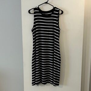 Time and Tru Black and White Striped Midi Dress